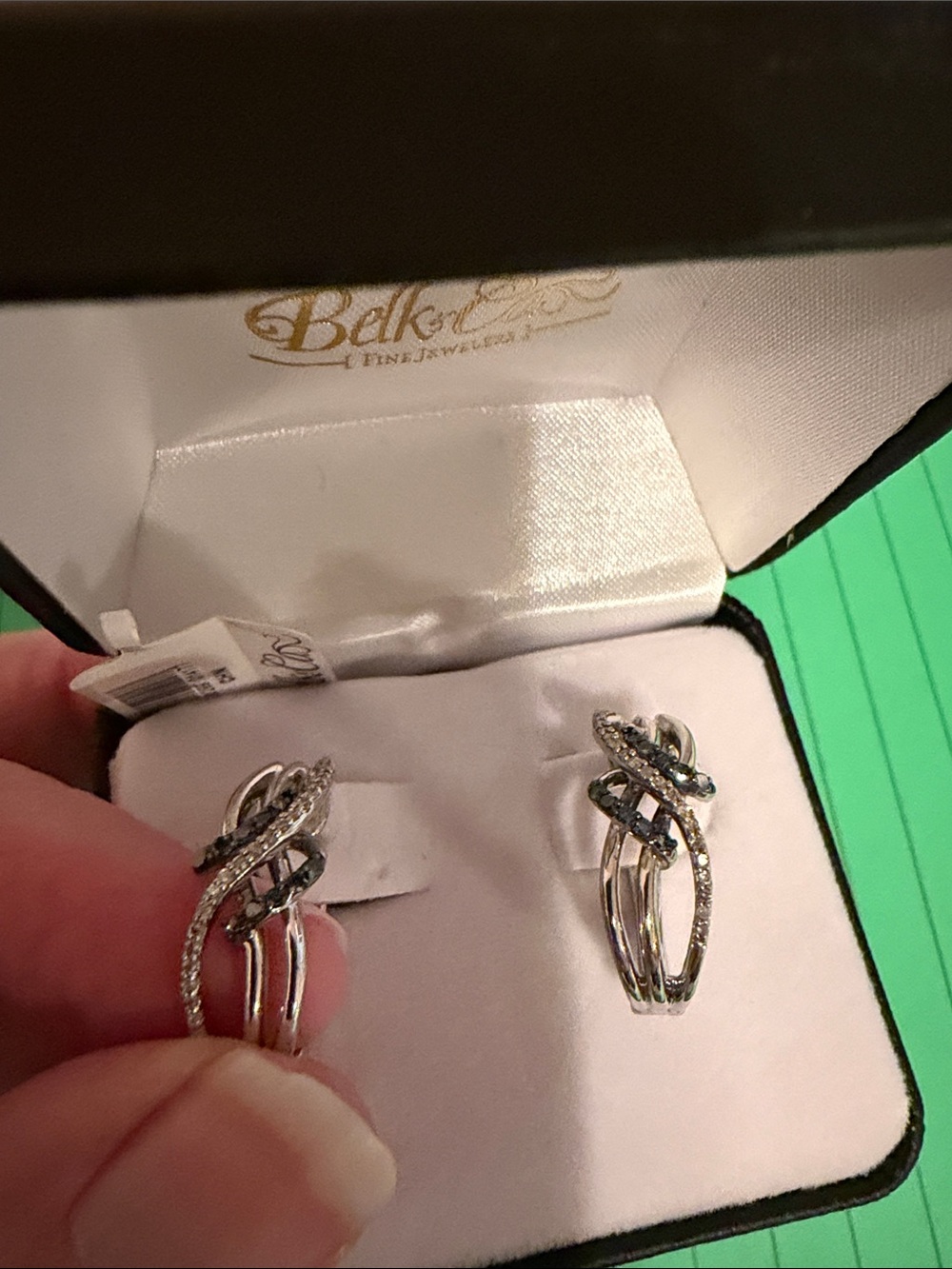 Belk Silver-Tone Twisted Knot Hoop Earrings with Clear Accents - Silver